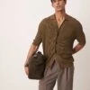 Mango Button Down Crochet Shirt In Dark Brown For Men -Modern Menswear 208236268 1 darkbrown