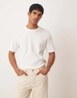 Mango Ribbed Oversized T-shirt In White For Men