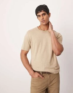 Mango Lightweight T-shirt In Light Beige For Men