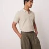 Mango Jersey Revere Collar Polo In Light Beige For Men