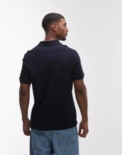 Mango Jersey Revere Collar Polo In Navy For Men -Modern Menswear 208236337 4