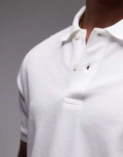 Mango Jersey Revere Collar Polo In White For Men 9 Mango Jersey Revere Collar Polo In White For Men -Modern Menswear 208236353 3