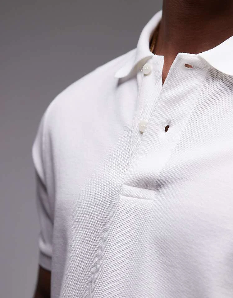 Mango Jersey Revere Collar Polo In White For Men 5 Mango Jersey Revere Collar Polo In White For Men - Image 3