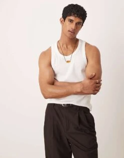 Mango Relaxed Fit Vest In White For Men 11 Mango Relaxed Fit Vest In White For Men -Modern Menswear 208236371 1 white 1