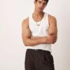 Mango Relaxed Fit Vest In White For Men