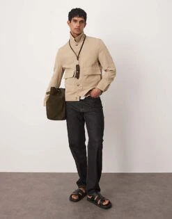 Mango Overshirt In Tan For Men -Modern Menswear 208236385 2