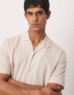 Mango Short Sleeve Shirt In Beige For Men -Modern Menswear 208238552 3
