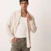 Mango Linen Mix Long Sleeve Shirt In Beige For Men 1 Mango Linen Mix Long Sleeve Shirt In Beige For Men -Modern Menswear 208238784 1 beige