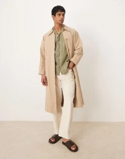 Mango Linen Mix Stripe Short Sleeve Shirt In Green For Men Light Green -Modern Menswear 208238879 3