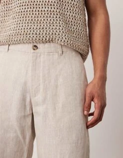 Mango Premium Linen Shorts In Beige For Men -Modern Menswear 208255900 3