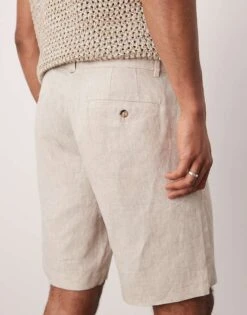 Mango Premium Linen Shorts In Beige For Men -Modern Menswear 208255900 5